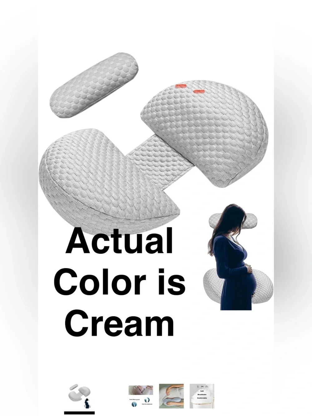 NWOT Cream Summer Pregnancy Pillows for Sleeping, Soft Maternity Body Pillow